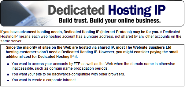 Dedicated Hosting IP (Internet Protocol)