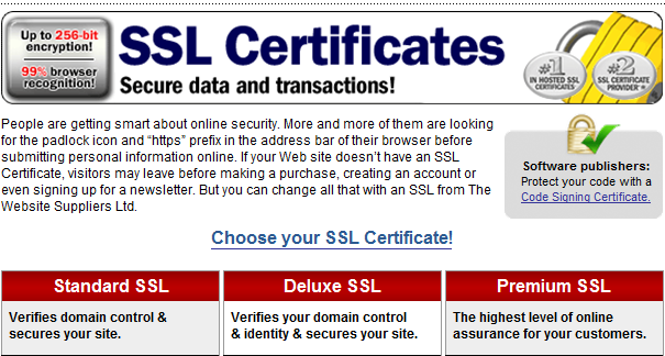 Choose your SSL Certificate!