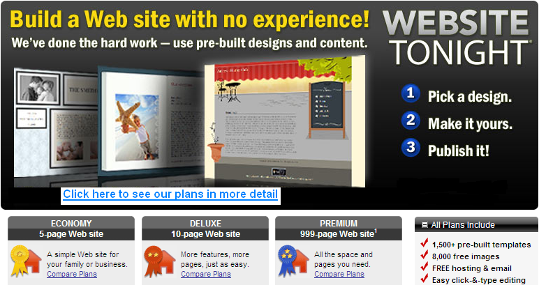 Build a website with no experience.  We've done the hard work - use pre-built designs and content.